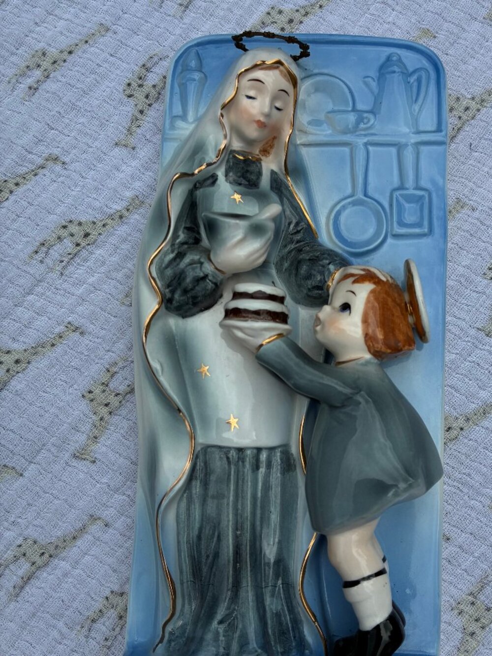 Vintage Napco Madonna Of The Kitchen Ceramic Wall Hanging